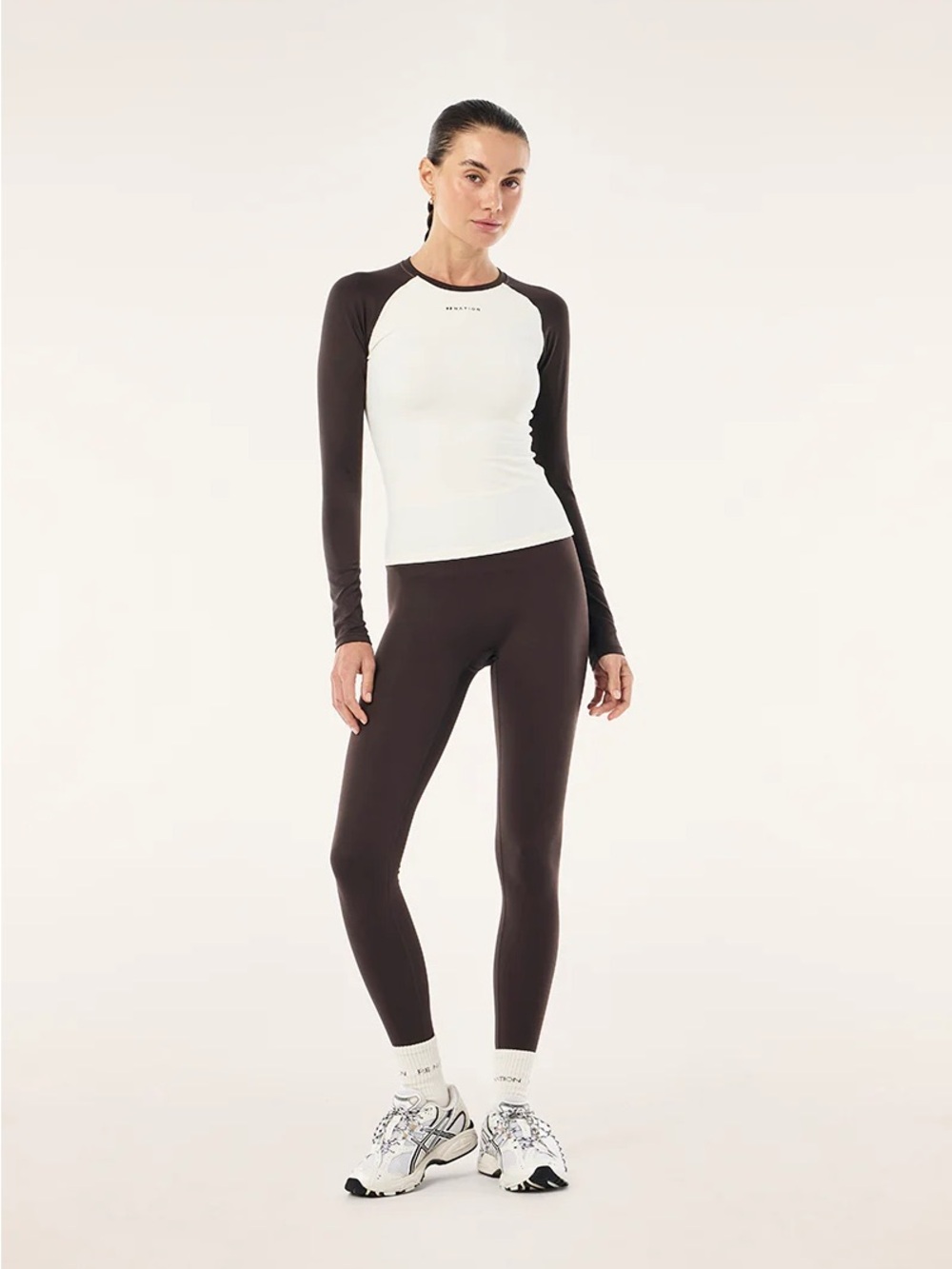 P.E Nation Signature Long Sleeve Top In Whisper White & Coffee new tags large - Picture 5 of 6
